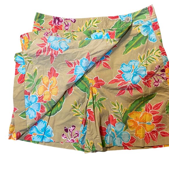Vintage White Stag Stretch Skorts Hawaiian Tropical Design Size‎ 14 - Picture 2 of 7